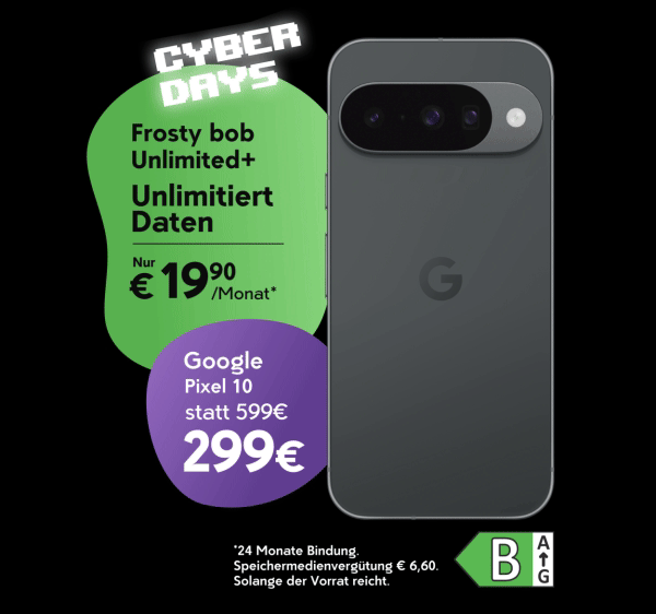 Cyber Days:
Pixel-perfect Deal bei bob!
